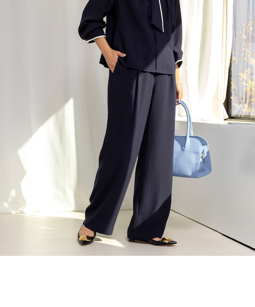 《セットアップ対応》ウォッシャブルストレッチジョーゼットイージーワイドパンツ