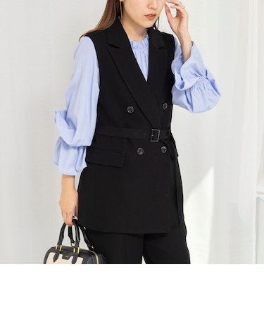 《セットアップ対応》ウォッシャブルダブルクロスジレ