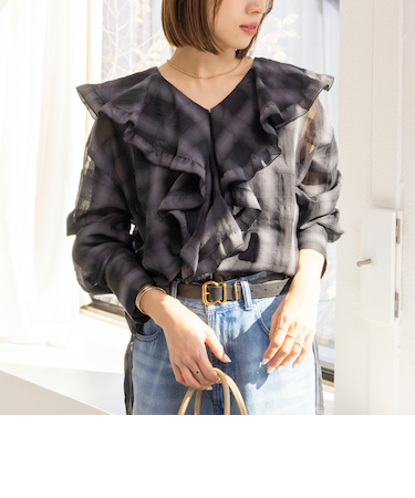 ウォッシャブルラッフルカラーブラウス
