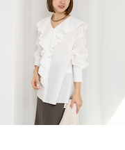 ウォッシャブルラッフルカラーブラウス