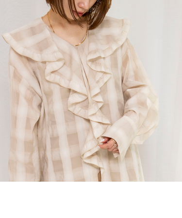 ウォッシャブルラッフルカラーブラウス