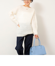 【WALANCE/ワランス】wool mohair cable boatneck top