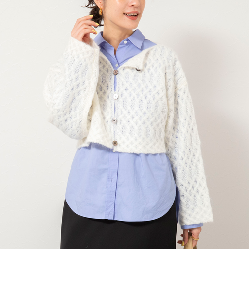 【WALANCE/ワランス】wool mohair cable cropped cardigan