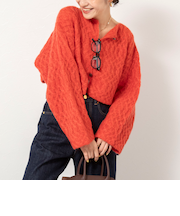 【WALANCE/ワランス】wool mohair cable cropped cardigan