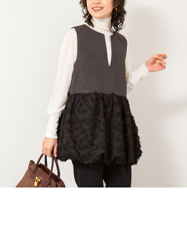 フリンジジャガード切替ベスト