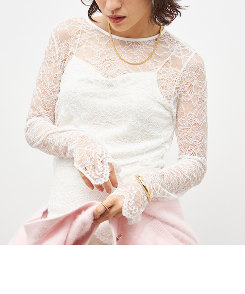 ウォッシャブルラッセルレースＴブラウス