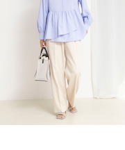 《セットアップ対応》ウォッシャブルジョーゼットタックパンツ