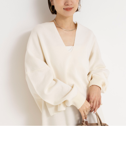 《手洗い可能》《アンサンブル対応》スウェットライクニットプルオーバー