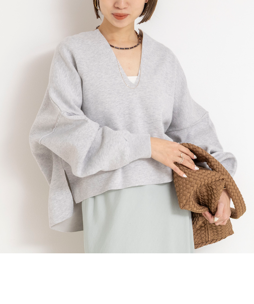 《手洗い可能》《アンサンブル対応》スウェットライクニットプルオーバー