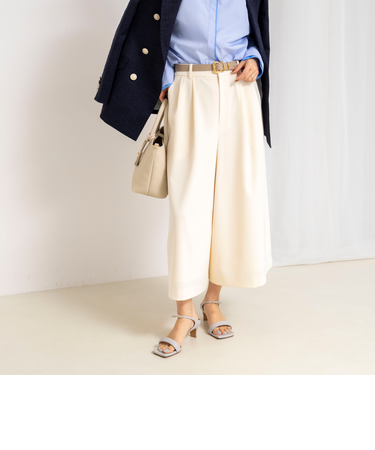 ウォッシャブルクロップドワイドツイルパンツ