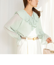 ウォッシャブルラッフルカラーブラウス