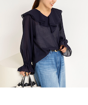 ウォッシャブルラッフルカラーブラウス