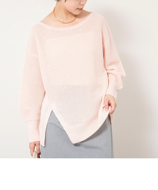 《手洗い可能》片畦前スリットプルオーバー