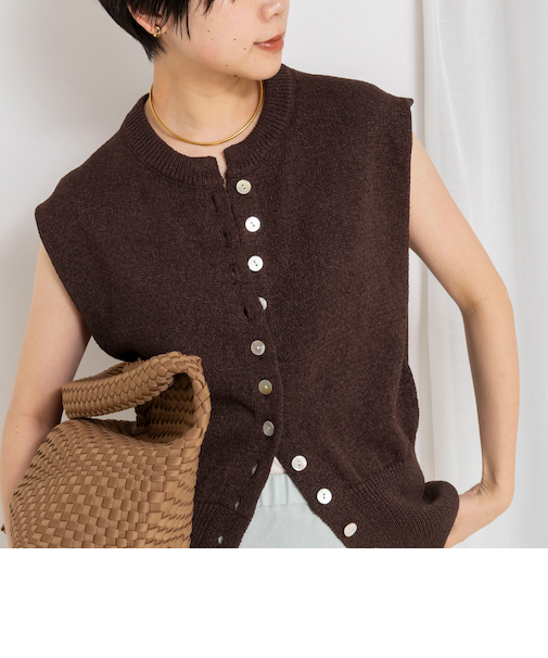 《手洗い可能》ペーパーヤーン天竺ベスト