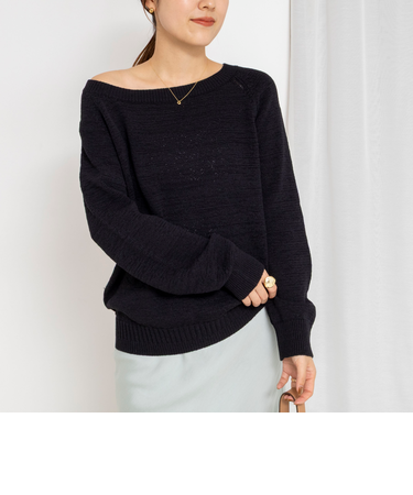 《手洗い可能》ボートネックプルオーバーテープヤーン