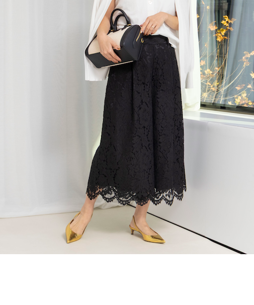 クロップドワイドレースパンツ