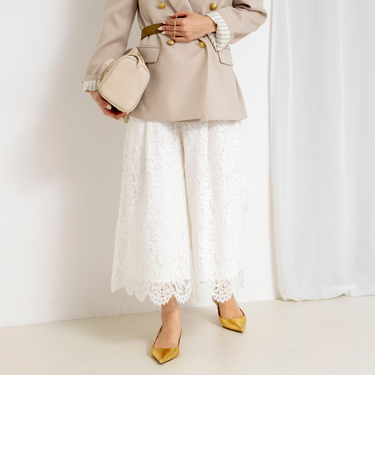 クロップドワイドレースパンツ