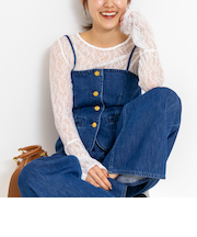 ウォッシャブル袖フレアレースロンＴ