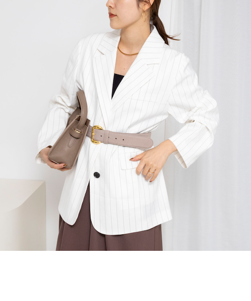 【WEB＆一部店舗限定色アイテム】ウォッシャブルストライプオーバージャケット