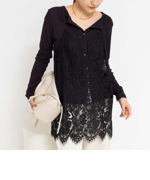 ウォッシャブルレースビスチェ