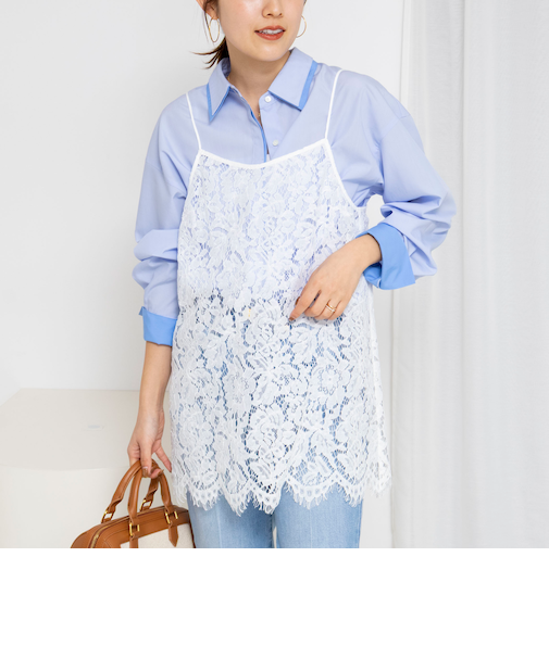 ウォッシャブルレースビスチェ