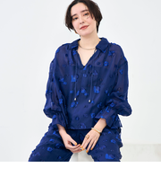 《セットアップ対応》【KIRYU】MIXウォッシャブルフラワー柄ウォッシャブルジャガードブラウス