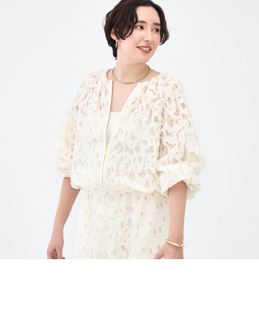 《セットアップ対応》【KIRYU】ウォッシャブルラメジャガードブルゾン