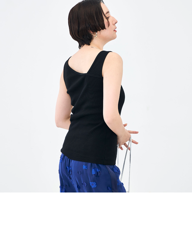 ウォッシャブルプレミアムテレコアシメ2WAYタンク