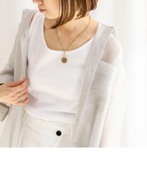 ウォッシャブルプレミアムテレコアシメ2WAYタンク