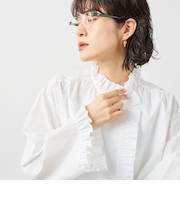 ウォッシャブルORGANICコットンフリルシャツブラウス