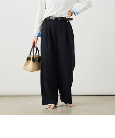 《セットアップ対応》ウォッシャブルストレッチツイルイージーワイドパンツ