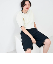 《手洗い可能》ホールガーメントパフスリーブニットＴ