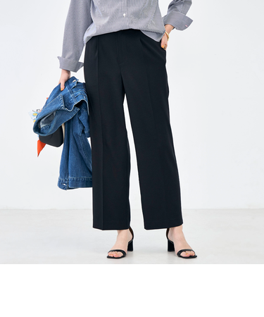 ウォッシャブルハイスペック麻調愛されセミワイドパンツ