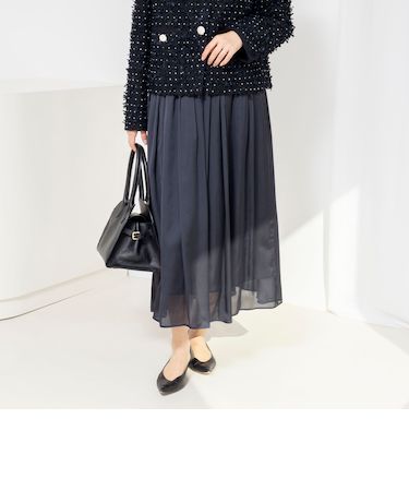ウォッシャブルサテン楊柳ギャザースカート