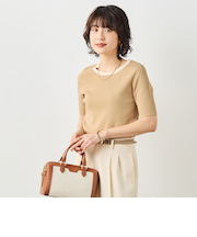 《アンサンブル対応》《手洗い可能》マルチファンクション5分袖プルオーバー