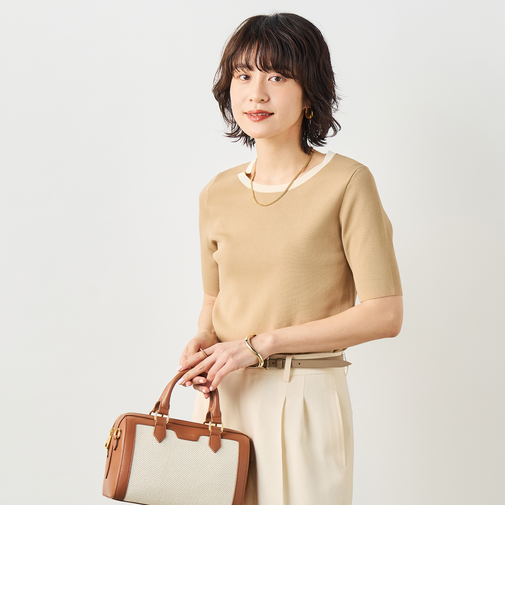 《アンサンブル対応》《手洗い可能》マルチファンクション5分袖プルオーバー