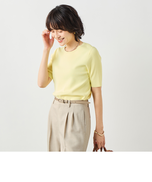 《アンサンブル対応》《手洗い可能》マルチファンクション5分袖プルオーバー