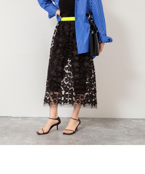 45th limited editionウォッシャブルスターフリンジタイトスカート