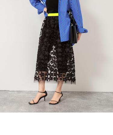 45th limited editionウォッシャブルスターフリンジタイトスカート