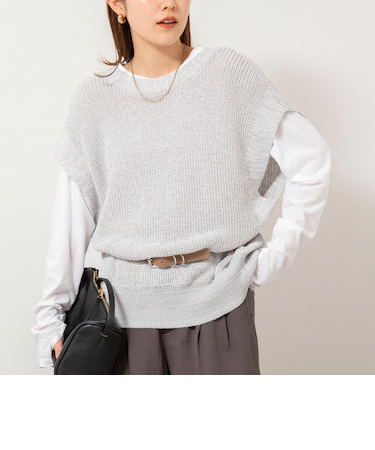 【WEB限定】《手洗い可能》ペーパーヤーン2WAYベスト