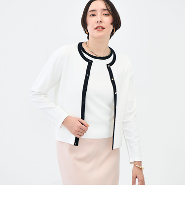 《アンサンブル対応》 《手洗い可能》マルチファンクションクルーネックカーディガン