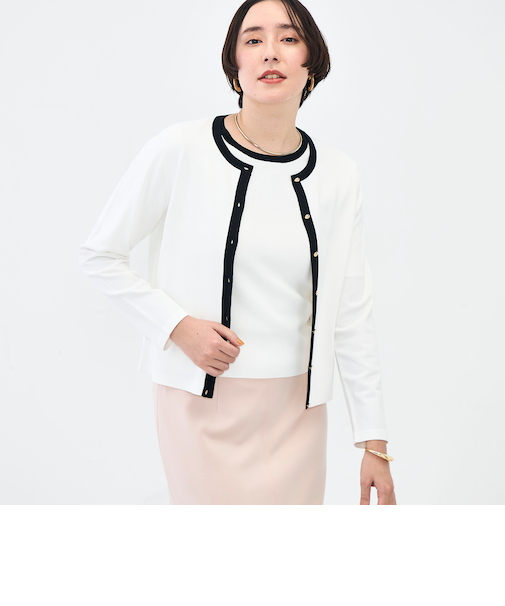 《アンサンブル対応》 《手洗い可能》マルチファンクションクルーネックカーディガン