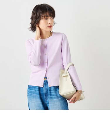 《アンサンブル対応》 《手洗い可能》マルチファンクションクルーネックカーディガン