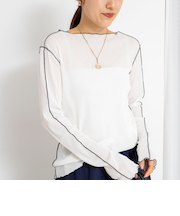 ウォッシャブルドライテレコメロー配色プルオーバー