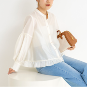 ウォッシャブルシアー裾フリルブラウス