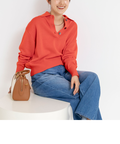 《手洗い可能》ギマコットンポロ襟プルオーバー