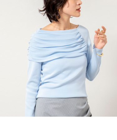 《手洗い可能》イレギュラーネックオフショルプルオーバー