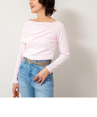 《手洗い可能》イレギュラーネックオフショルプルオーバー