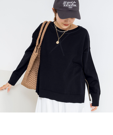 《手洗い可能》トレーナー風プルオーバーサイドZIP