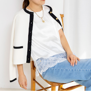 ウォッシャブル裾レースオトナサテンTシャツ